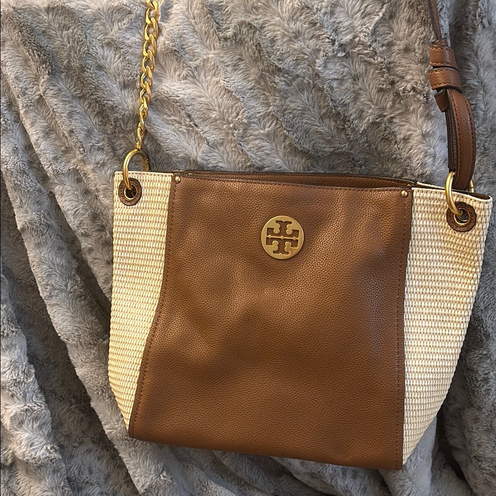 Tory Burch Brown Shoulder Bag with Gold Chain